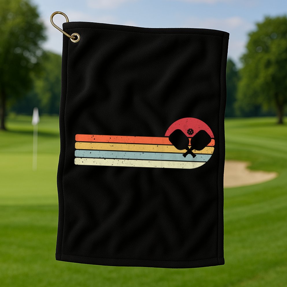 Retro Pickleball Design For Passionate Pickleball Players Gift Golf Towel