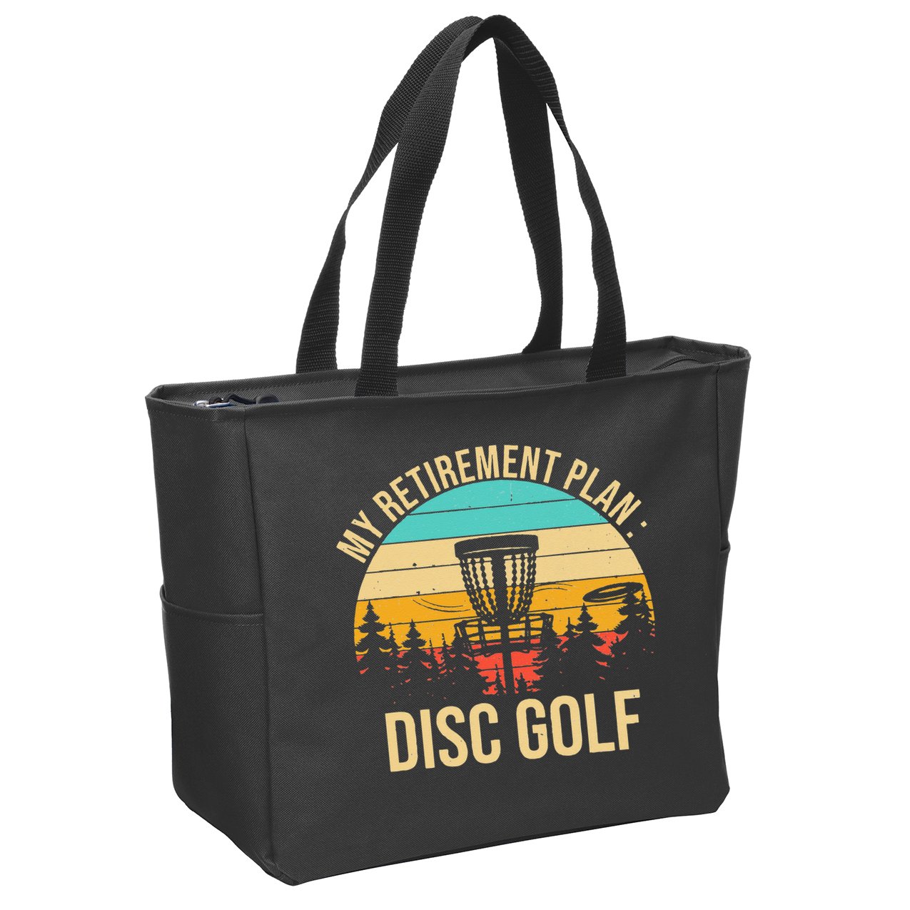 retirement plan disc golf funny disc golfing golfer frolfing Zip Tote Bag