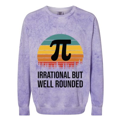 Retro Pi Day Funny Math Equation Irrational But Well Rounded Colorblast Crewneck Sweatshirt