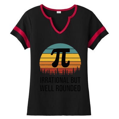 Retro Pi Day Funny Math Equation Irrational But Well Rounded Ladies Halftime Notch Neck Tee