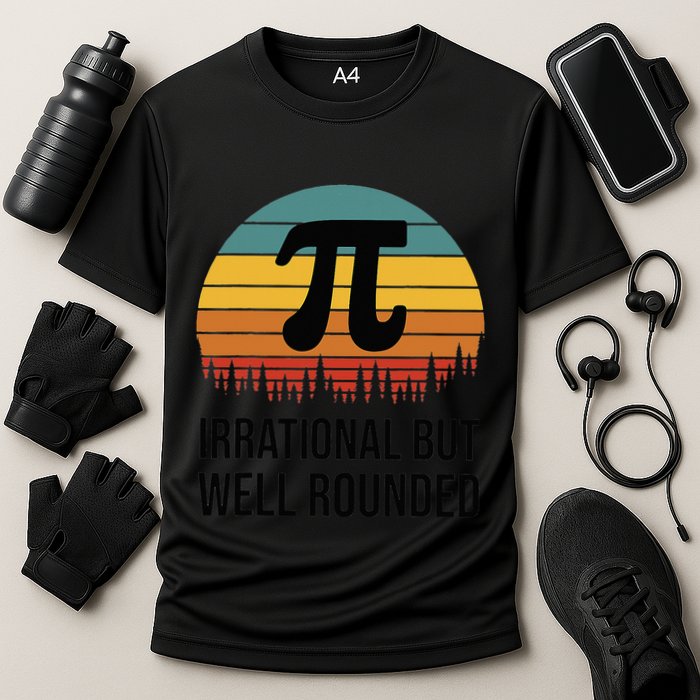 Retro Pi Day Funny Math Equation Irrational But Well Rounded Performance Shirt