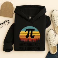 Retro Pi Day Funny Math Equation Irrational But Well Rounded Hoodie
