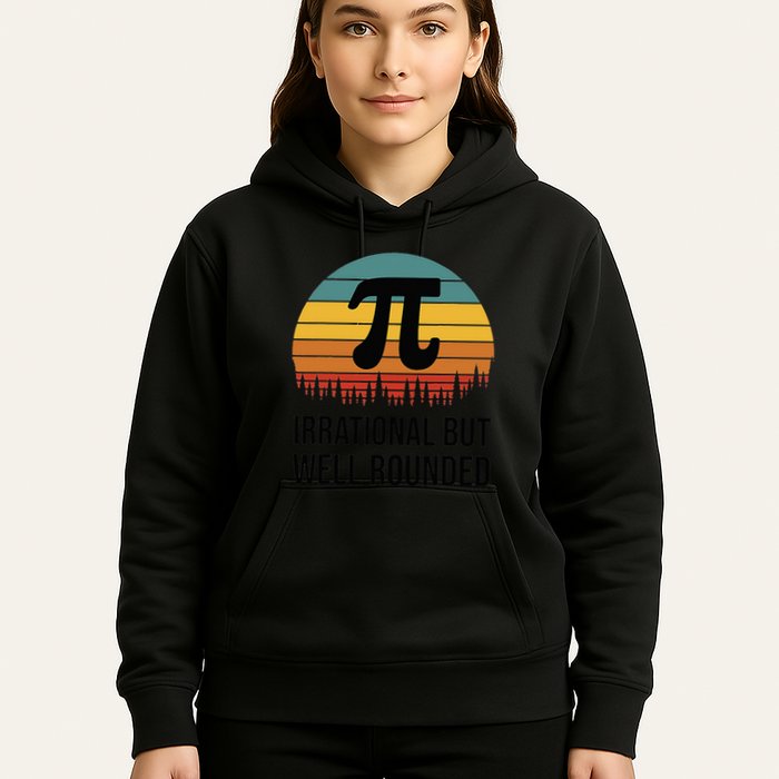 Retro Pi Day Funny Math Equation Irrational But Well Rounded Hoodie