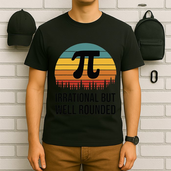 Retro Pi Day Funny Math Equation Irrational But Well Rounded T-Shirt
