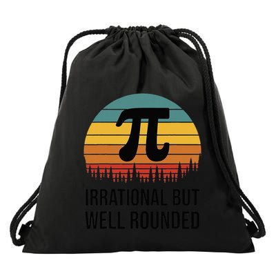 Retro Pi Day Funny Math Equation Irrational But Well Rounded Drawstring Bag