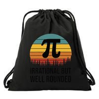 Retro Pi Day Funny Math Equation Irrational But Well Rounded Drawstring Bag