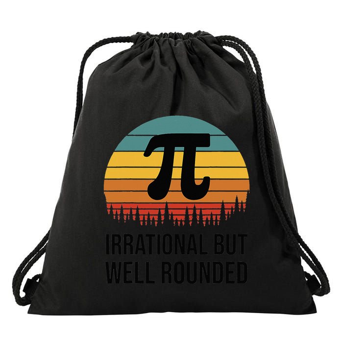 Retro Pi Day Funny Math Equation Irrational But Well Rounded Drawstring Bag