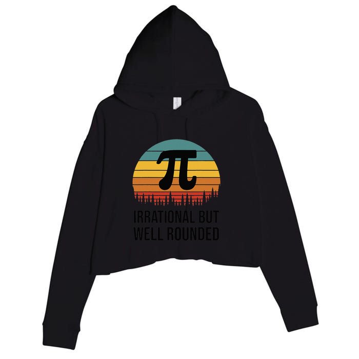 Retro Pi Day Funny Math Equation Irrational But Well Rounded Crop Fleece Hoodie