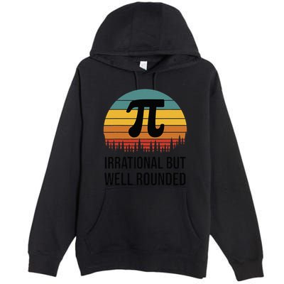 Retro Pi Day Funny Math Equation Irrational But Well Rounded Premium Pullover Hoodie