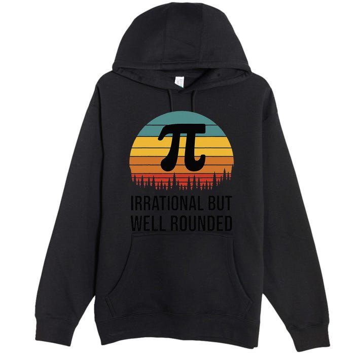 Retro Pi Day Funny Math Equation Irrational But Well Rounded Premium Pullover Hoodie