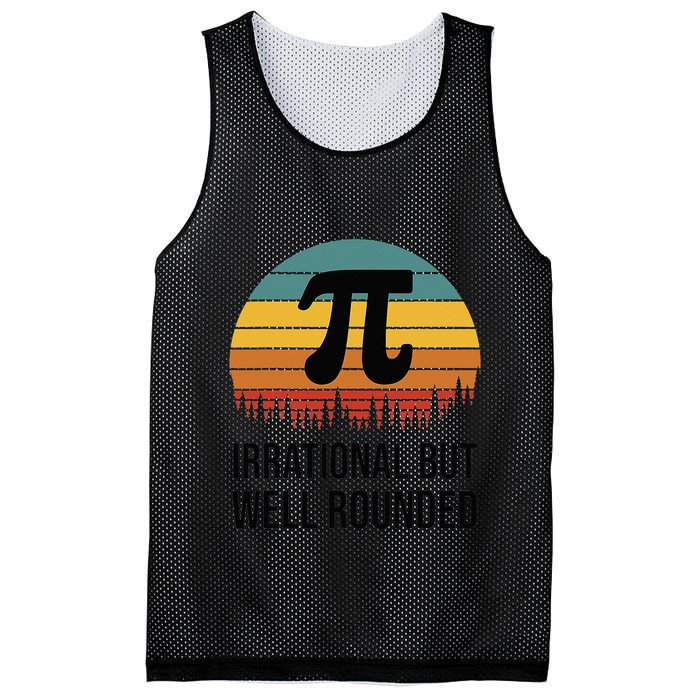 Retro Pi Day Funny Math Equation Irrational But Well Rounded Mesh Reversible Basketball Jersey Tank