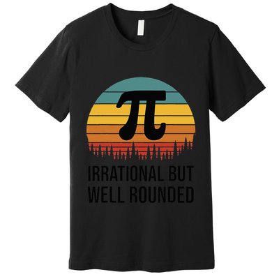 Retro Pi Day Funny Math Equation Irrational But Well Rounded Premium T-Shirt
