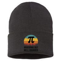 Retro Pi Day Funny Math Equation Irrational But Well Rounded Sustainable Knit Beanie