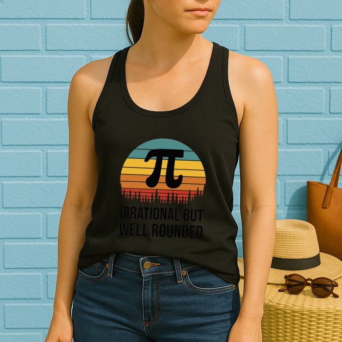 Retro Pi Day Funny Math Equation Irrational But Well Rounded Womens Tank Top