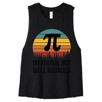 Retro Pi Day Funny Math Equation Irrational But Well Rounded Women's Racerback Cropped Tank