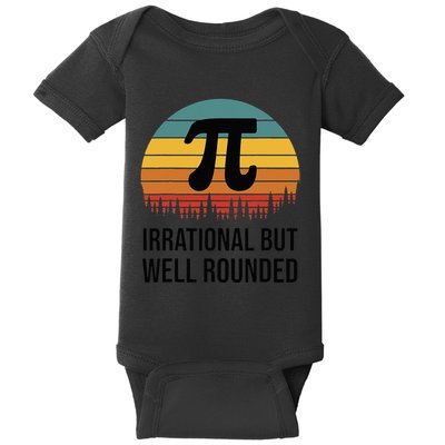 Retro Pi Day Funny Math Equation Irrational But Well Rounded Baby Bodysuit