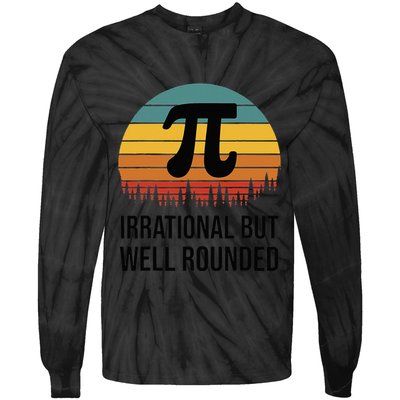 Retro Pi Day Funny Math Equation Irrational But Well Rounded Tie-Dye Long Sleeve Shirt