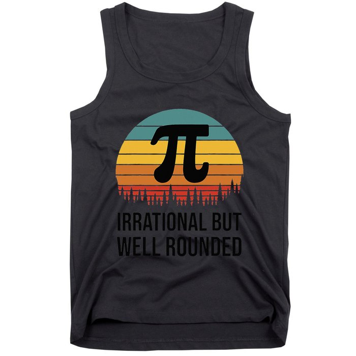 Retro Pi Day Funny Math Equation Irrational But Well Rounded Tank Top