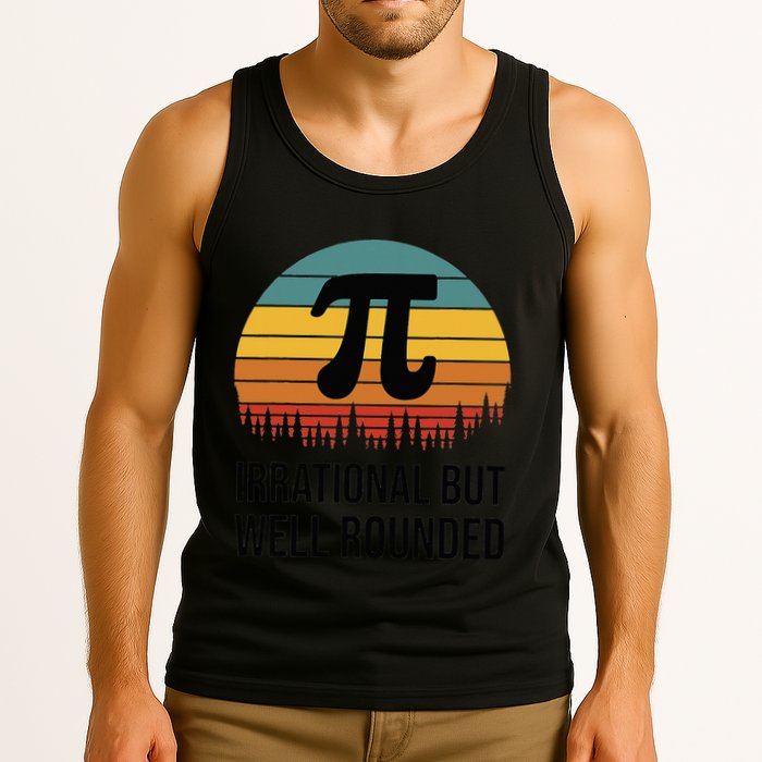 Retro Pi Day Funny Math Equation Irrational But Well Rounded Tank Top
