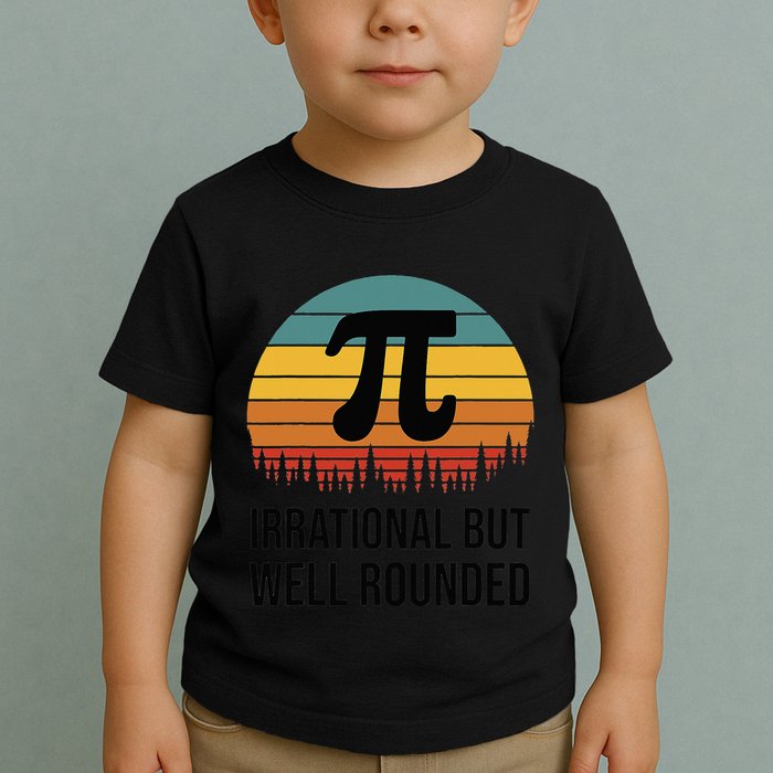 Retro Pi Day Funny Math Equation Irrational But Well Rounded Toddler T-Shirt