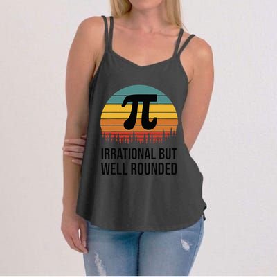 Retro Pi Day Funny Math Equation Irrational But Well Rounded Women's Strappy Tank