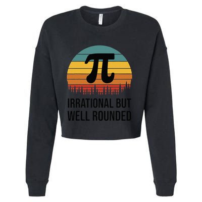 Retro Pi Day Funny Math Equation Irrational But Well Rounded Cropped Pullover Crew