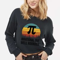 Retro Pi Day Funny Math Equation Irrational But Well Rounded Cropped Pullover Crew