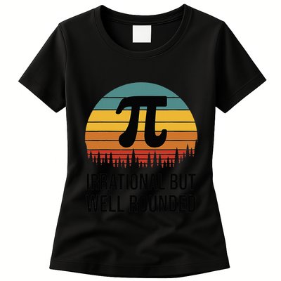 Retro Pi Day Funny Math Equation Irrational But Well Rounded Womens T-Shirt