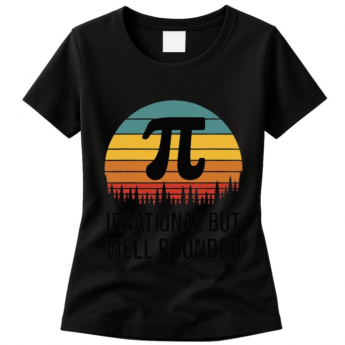 Retro Pi Day Funny Math Equation Irrational But Well Rounded Womens T-Shirt