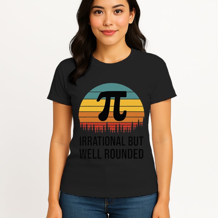 Retro Pi Day Funny Math Equation Irrational But Well Rounded Womens T-Shirt