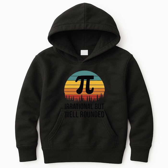 Retro Pi Day Funny Math Equation Irrational But Well Rounded Kids Hoodie