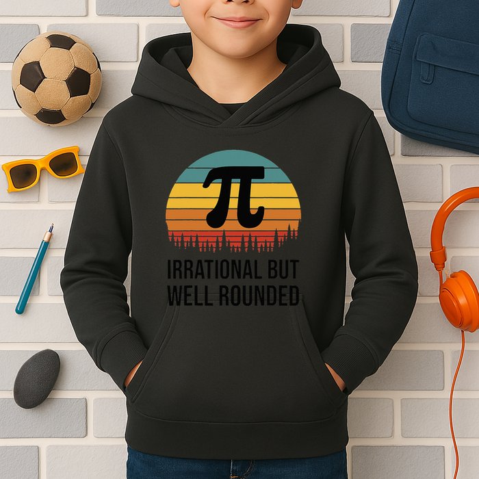 Retro Pi Day Funny Math Equation Irrational But Well Rounded Kids Hoodie