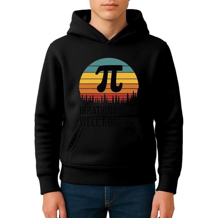 Retro Pi Day Funny Math Equation Irrational But Well Rounded Kids Hoodie