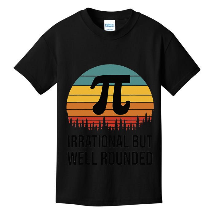 Retro Pi Day Funny Math Equation Irrational But Well Rounded Kids T-Shirt