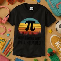 Retro Pi Day Funny Math Equation Irrational But Well Rounded Kids T-Shirt