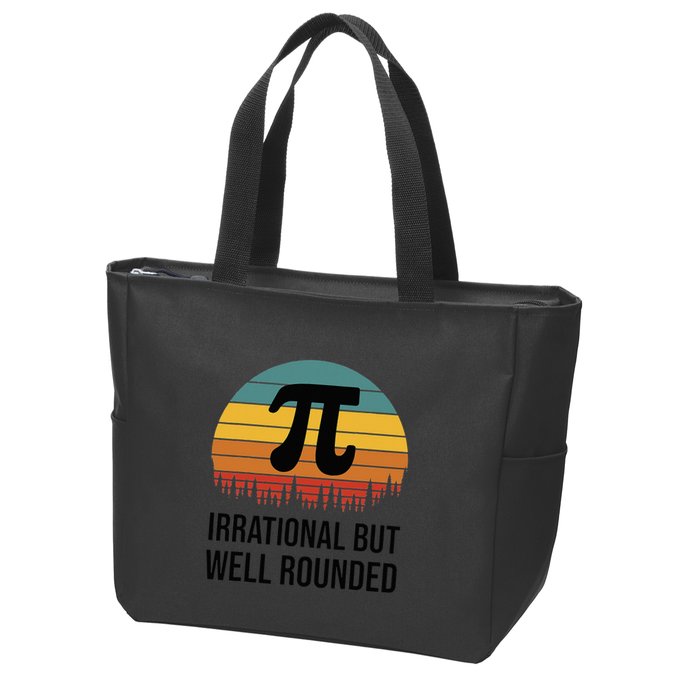Retro Pi Day Funny Math Equation Irrational But Well Rounded Zip Tote Bag