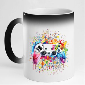 Retro Polka Dots Gaming Controller Video Gamers Dot Day 11oz Black Color Changing Mug