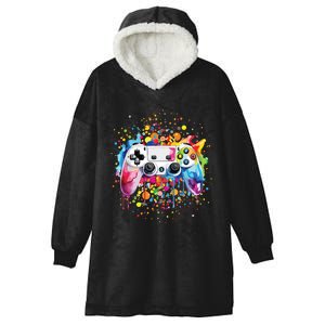 Retro Polka Dots Gaming Controller Video Gamers Dot Day Hooded Wearable Blanket