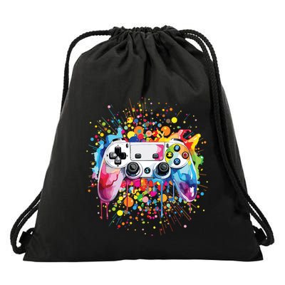 Retro Polka Dots Gaming Controller Video Gamers Dot Day Drawstring Bag