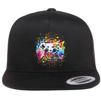 Retro Polka Dots Gaming Controller Video Gamers Dot Day Flat Bill Trucker Hat