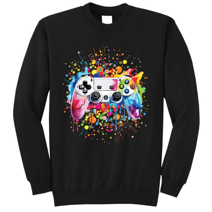 Retro Polka Dots Gaming Controller Video Gamers Dot Day Tall Sweatshirt