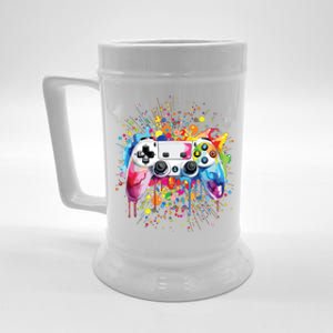 Retro Polka Dots Gaming Controller Video Gamers Dot Day Beer Stein