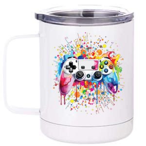 Retro Polka Dots Gaming Controller Video Gamers Dot Day 12 oz Stainless Steel Tumbler Cup