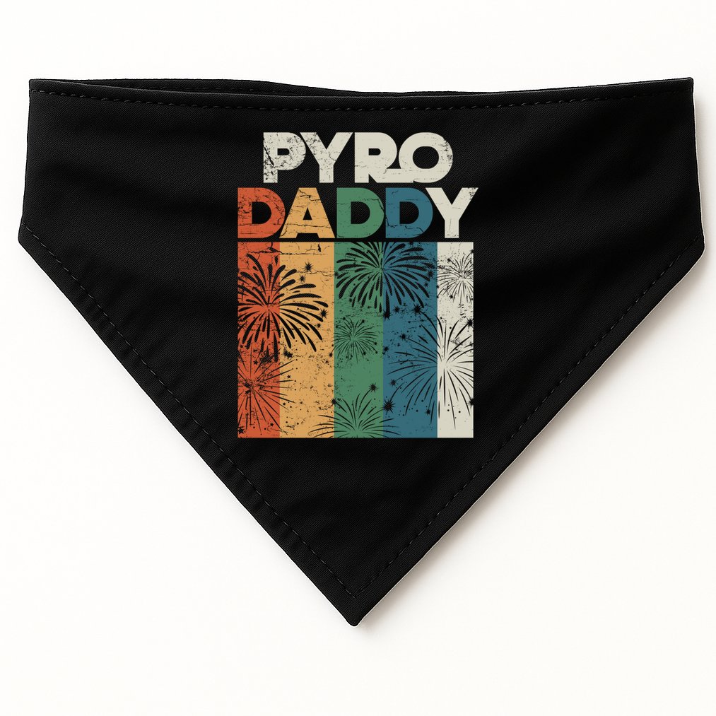Retro Pyro Daddy Pyrotechnician Father Fireworks Technician Meaningful Gift USA-Made Doggie Bandana