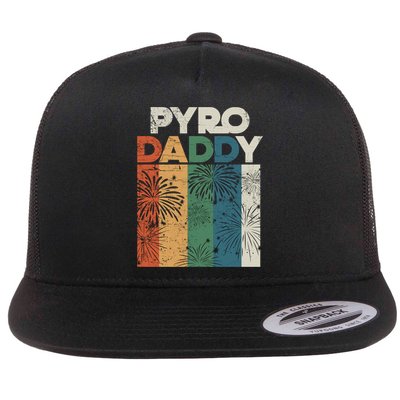 Retro Pyro Daddy Pyrotechnician Father Fireworks Technician Meaningful Gift Flatbill Hat