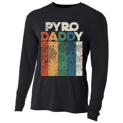 Retro Pyro Daddy Pyrotechnician Father Fireworks Technician Meaningful Gift Cooling Performance Long Sleeve Crew