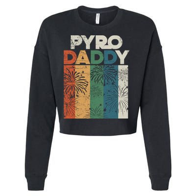 Retro Pyro Daddy Pyrotechnician Father Fireworks Technician Meaningful Gift Cropped Pullover Crew