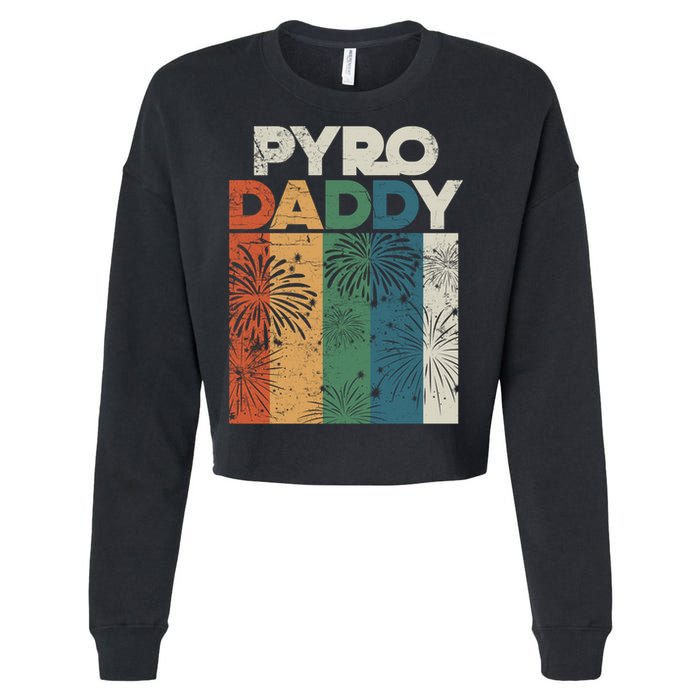 Retro Pyro Daddy Pyrotechnician Father Fireworks Technician Meaningful Gift Cropped Pullover Crew