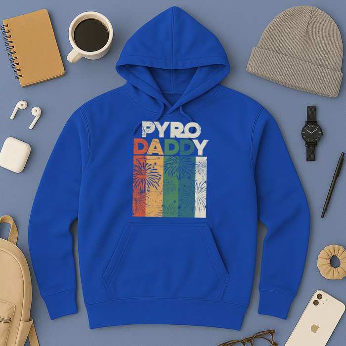 Retro Pyro Daddy Pyrotechnician Father Fireworks Technician Meaningful Gift Hoodie
