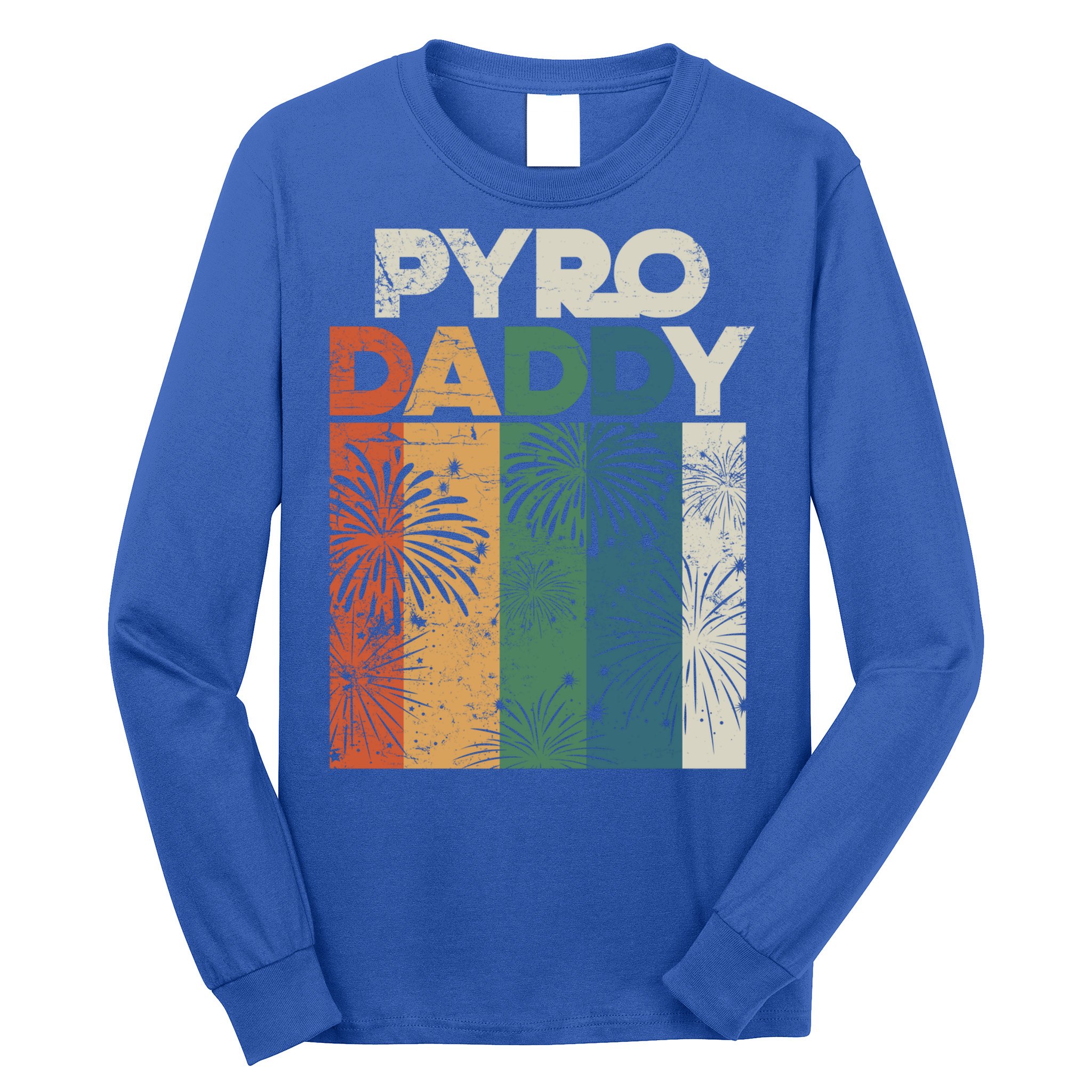 Retro Pyro Daddy Pyrotechnician Father Fireworks Technician Meaningful Gift Long Sleeve Shirt